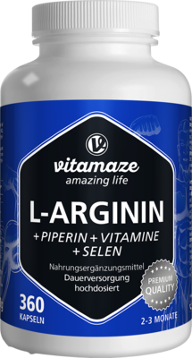 L-ARGININ 750 mg hochd.+Piperin+Vitamine Kapseln