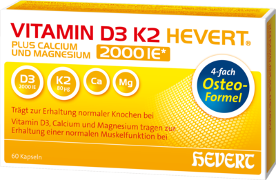 VITAMIN D3 K2 Hevert plus Ca Mg 2000 IE/2 Kapseln