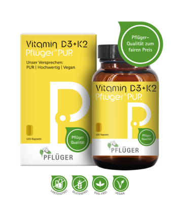 VITAMIN D3+K2 Pflüger PUR 1.000 I.E./75 µg Kapseln